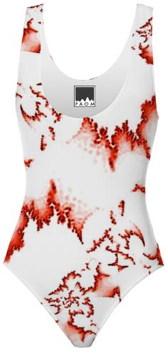 Red White Fractal Swimsuit