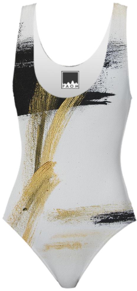 Splashes of Gold Art Abstract Swimsuit