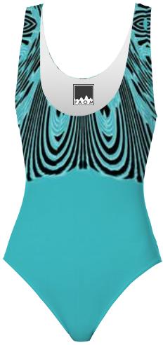 Teal Stripe Abstract Swimsuit