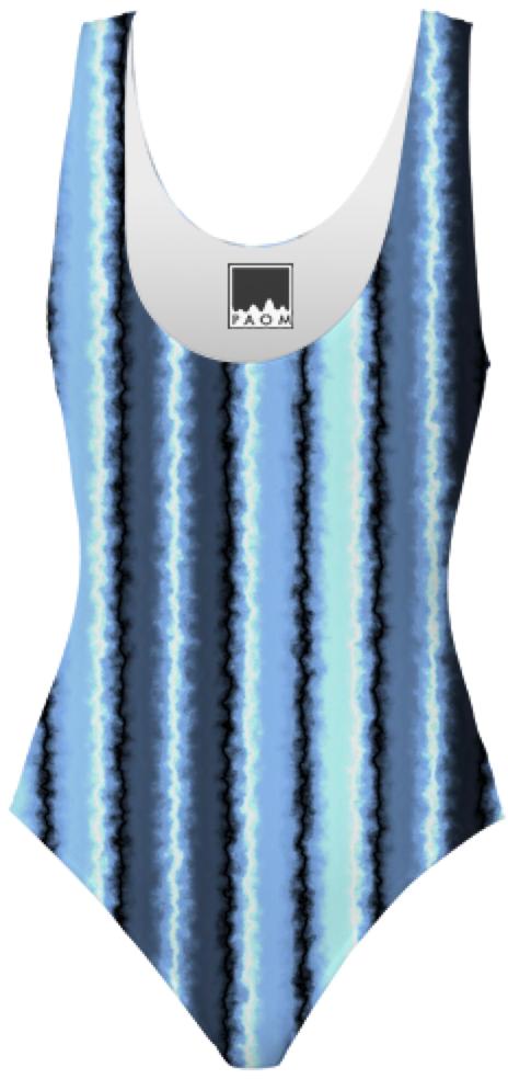 Watery Blue Stripes Swimsuit