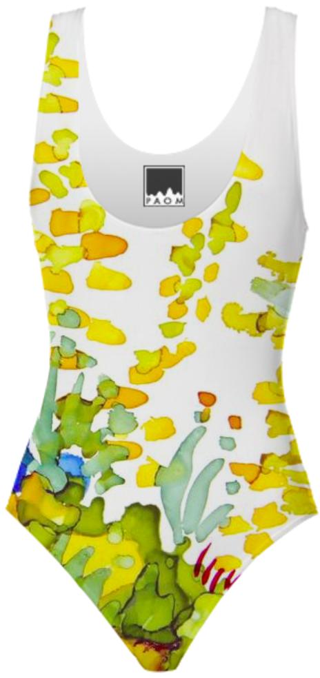 Yellow Bouquet One Piece Swimsuit