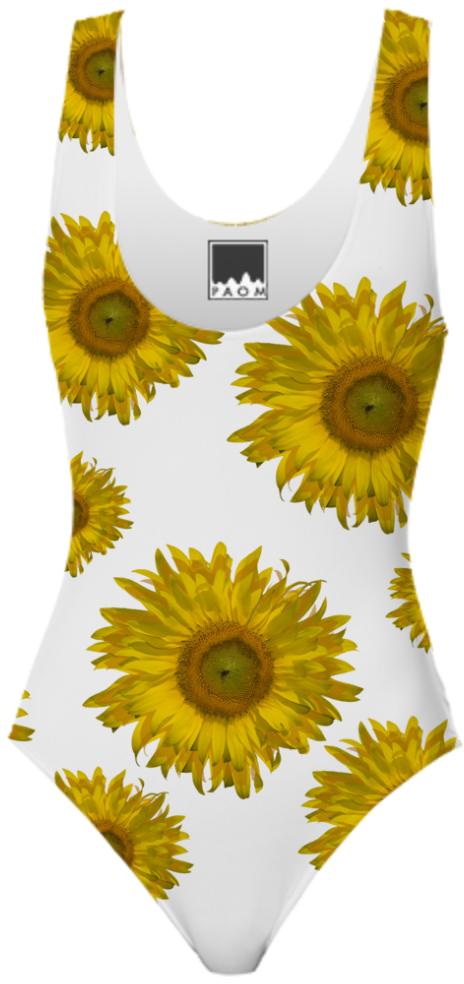 Yellow Scattered Sunflowers One Piece Swimsuit