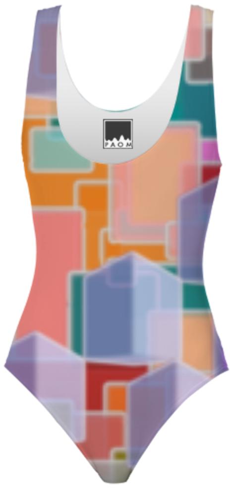 Girly Cubes Pattern Swimsuit