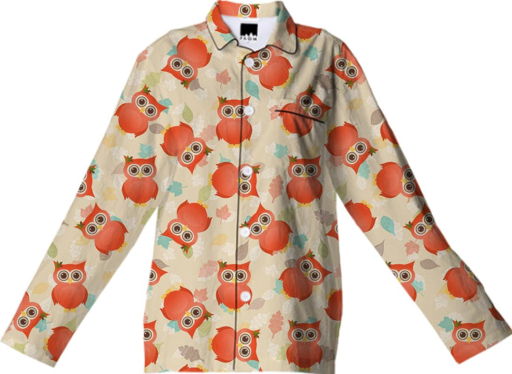 Retro Owls Pajama Top