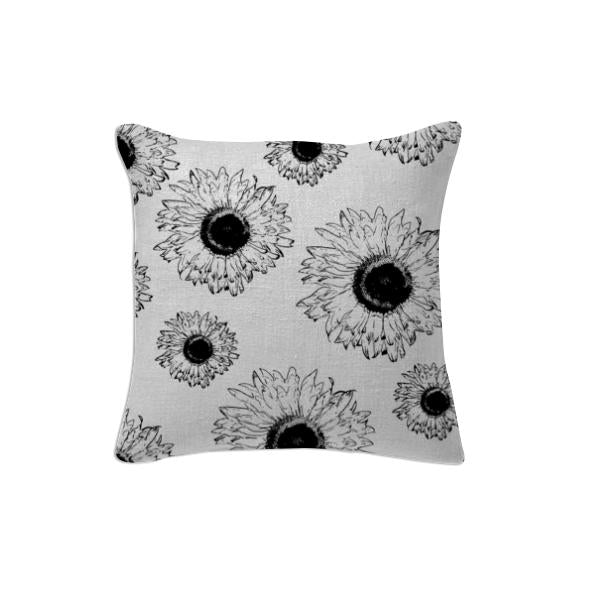 Black and White Sunflowers Pillow