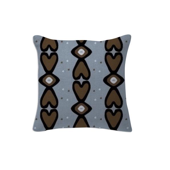 Blue and Brown Heart Pillow