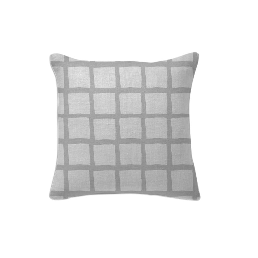 Grey and White Grid Pillow