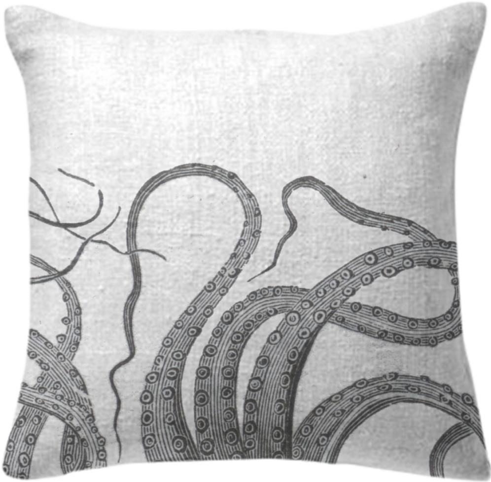 Octopus tentacles vintage kraken sea monster graphic emo goth pillow