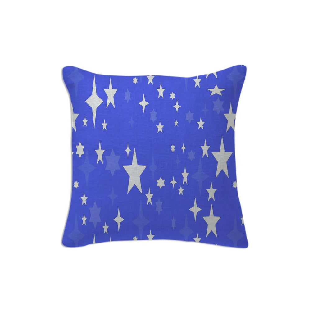 Periwinkle Blue Retro Atomic Stars Throw Pillow