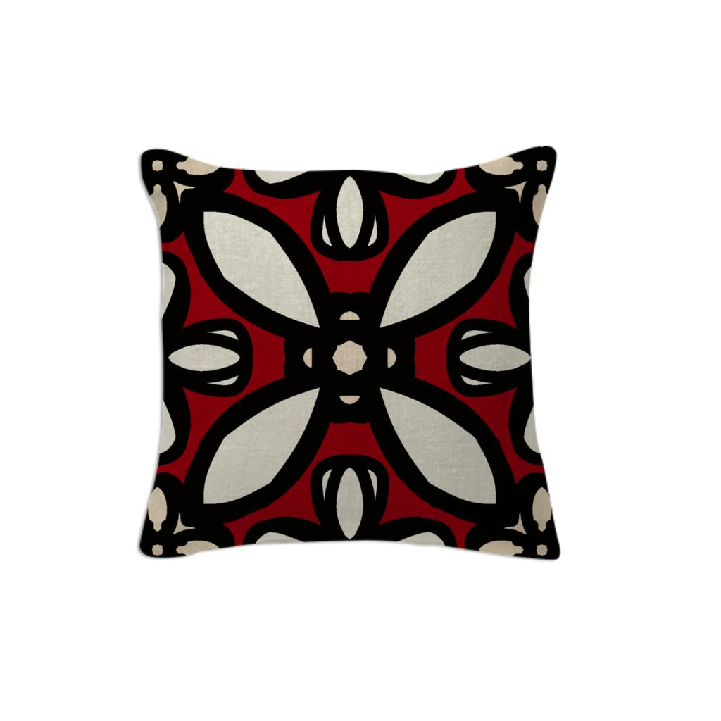 Red and Black Print Pillow