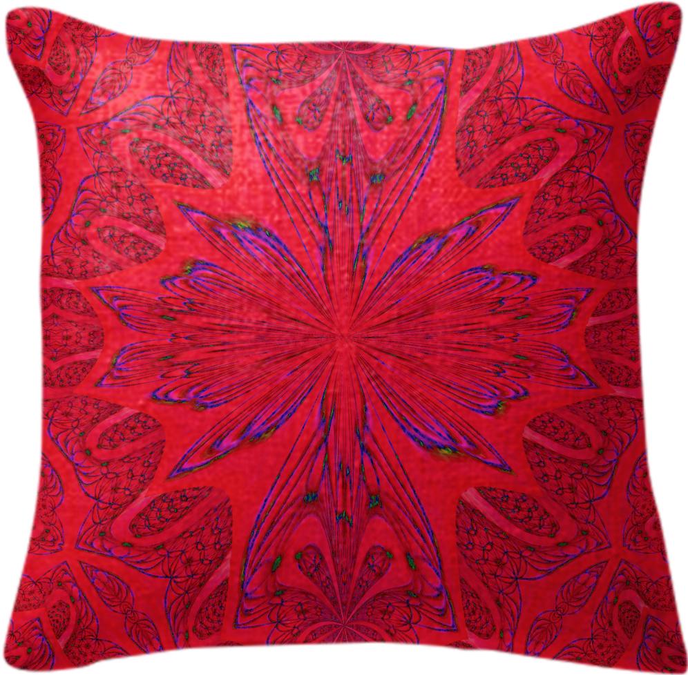 Red Purple Fractal Fairy Wings Pillow