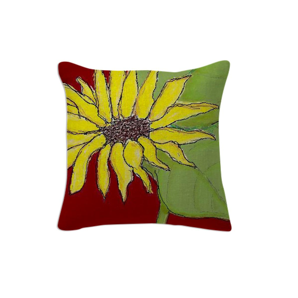 Sunflower on Red Pillow