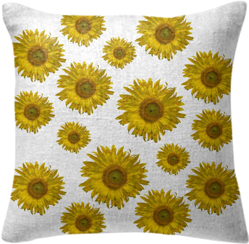 Yellow Scattered Sunflowers Pillow