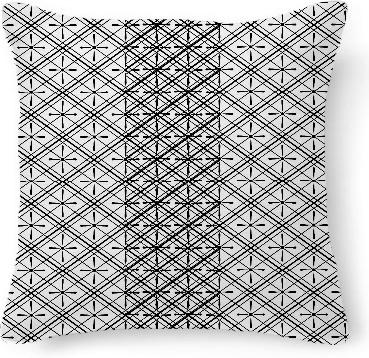 Black on white oriental inspired geometric pattern print