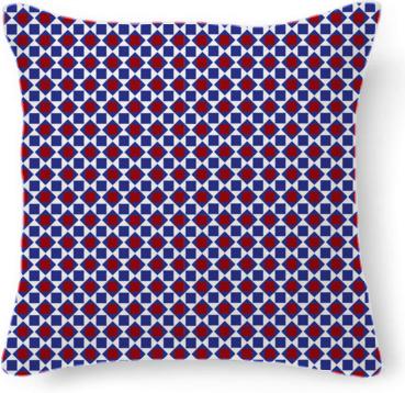 Blue white red diamond and square pattern