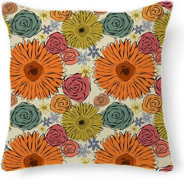 Colorful vintage abstract sunflower and roses