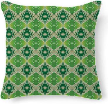Green Vine Fractal Design Pattern Throw Pillow