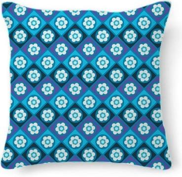 Retro Purple and Blue Floral Abstract