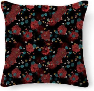 Sprouted Spirals Red and Blue Pillow