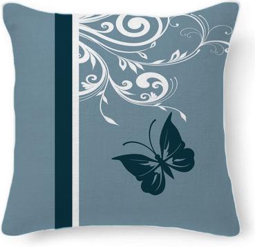 Stylish butterfly and swirls in blues and white