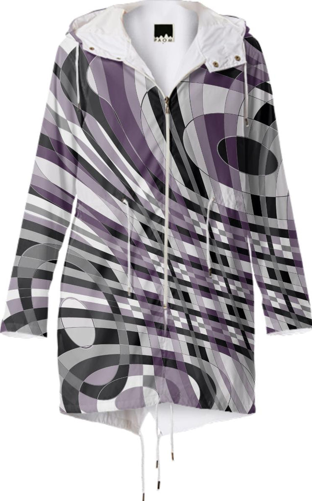 Abstract 360 Plum and Gray Raincoat