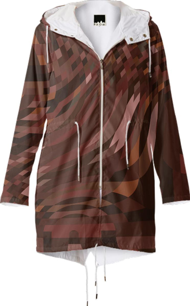 Abstract 369 Brown Geometric Raincoat