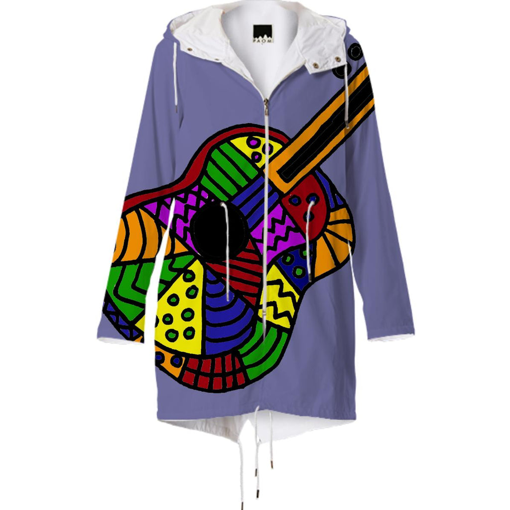 Awesome Guitar Folk Art Raincoat