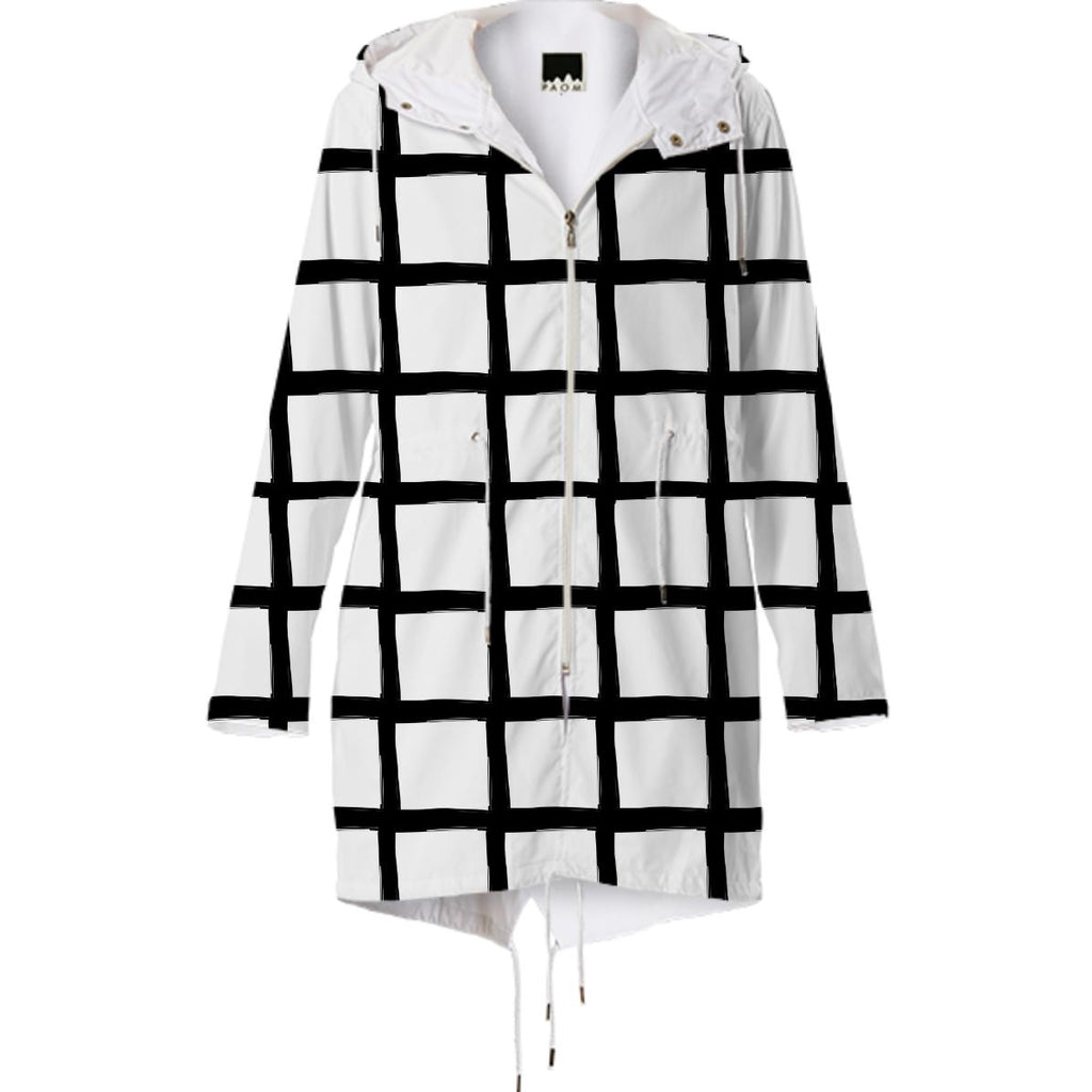 Black and White Grid Raincoat
