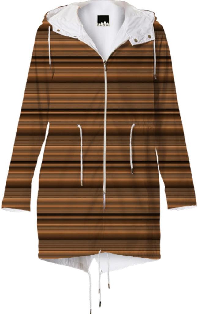 Bronze Tone Stripe Hooded Raincoat