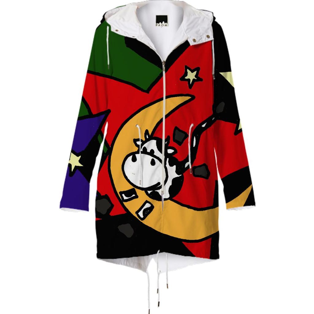 Cow Jumping over Moon Abstract Raincoat