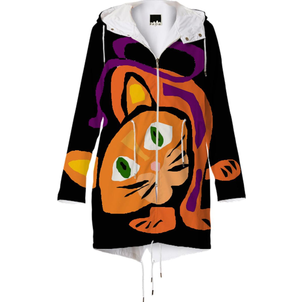 Fun Orange Cat Pop Art Raincoat