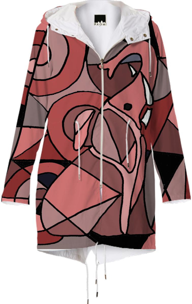 Pink Elephant Abstract Art Raincoat