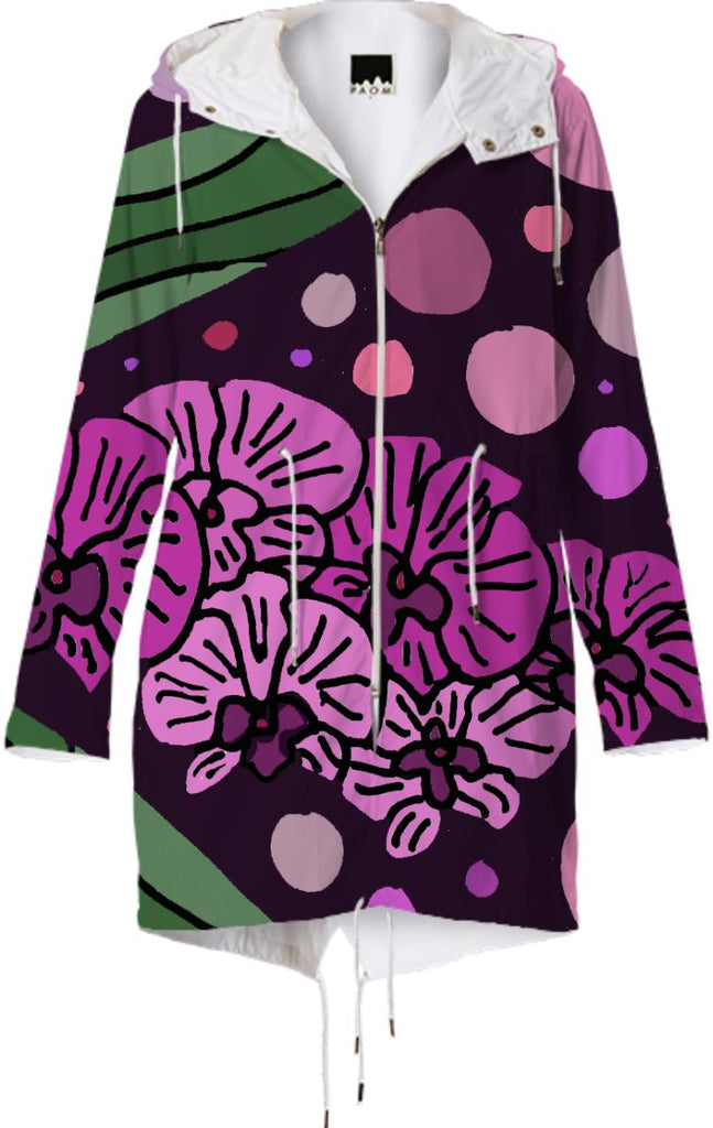 Purple Orchids Floral Abstract Raincoat