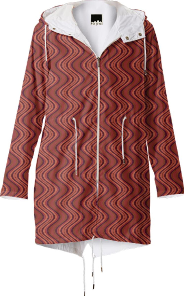 Rust and Brown Wavy Lines Raincoat