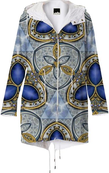 Sapphires on mosaic pattern