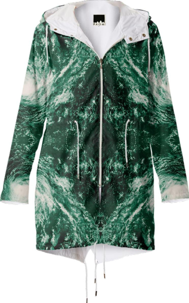 storm emerald long raincoat
