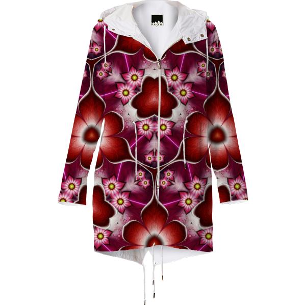 Strawberry red flower on pink pattern raincoat