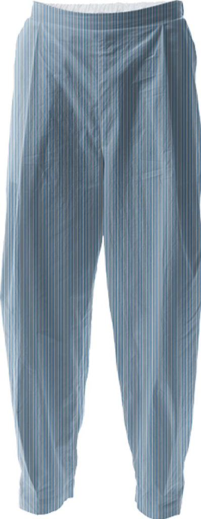 Soft Blue Gray White Stripe Relaxed Pant