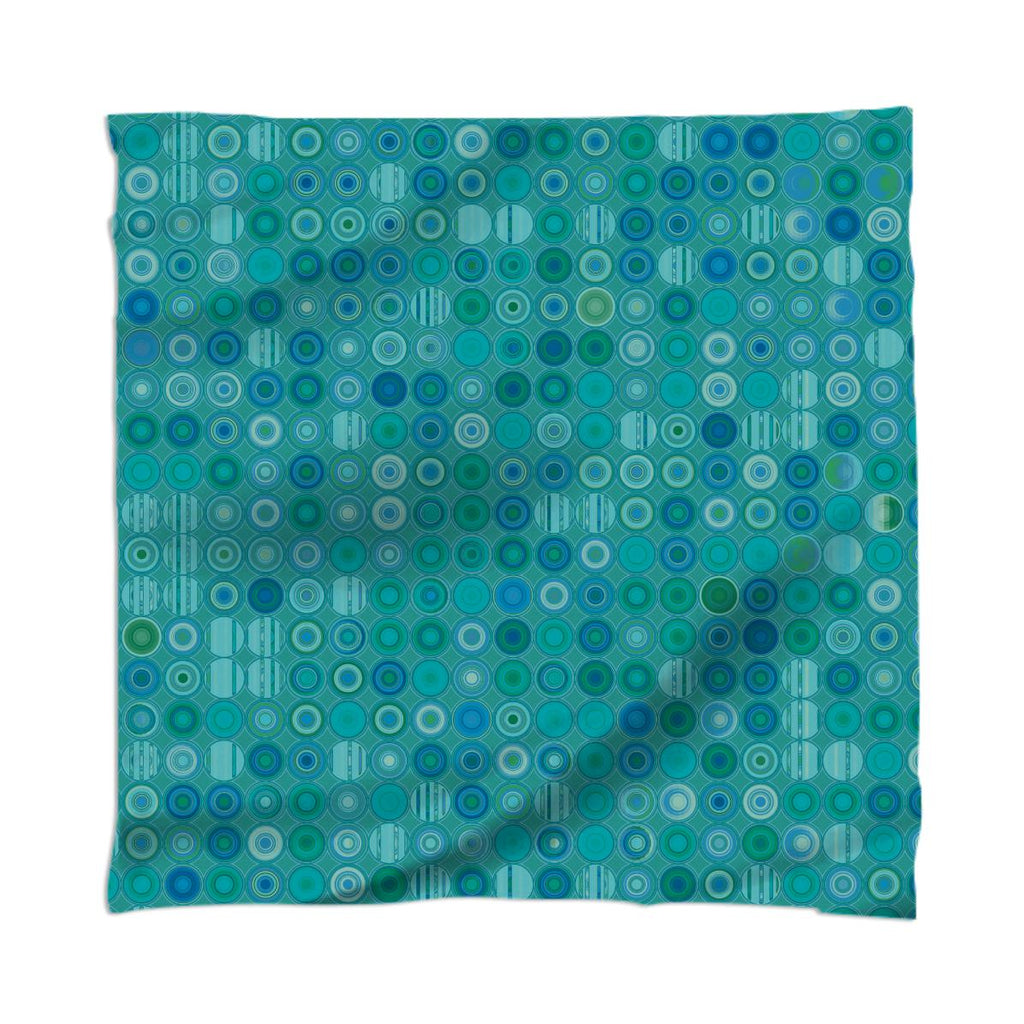 Blue Green Dots with Scattered Patterns Rayon Scarf