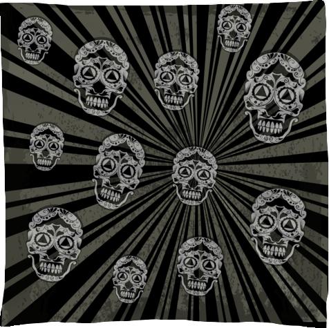 Black Grunge skulls on sunburst