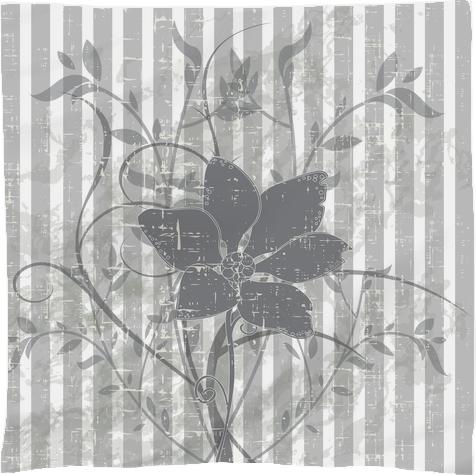 Grunge monochrome floral stripes