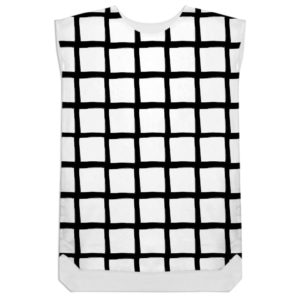 Black and White Grid Shift Dress