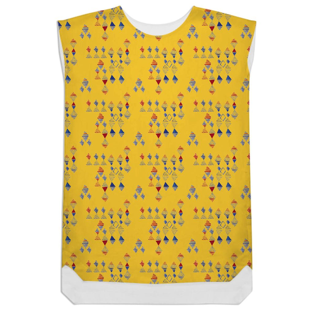 Yellow dress with abstract painted shapes