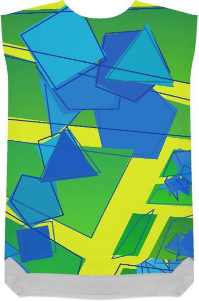 Yellow Green and Blue Geometric Abstract Dress