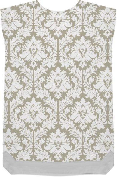 Beige and White Damask Pattern