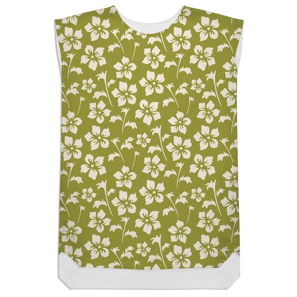 Cute Vintage Inspired Green and Cream Floral