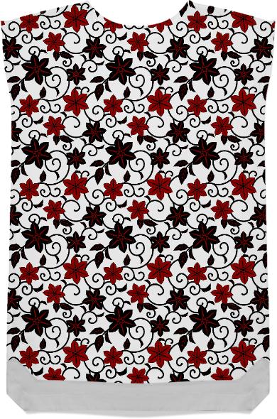 Oriental red black and white sakura pattern