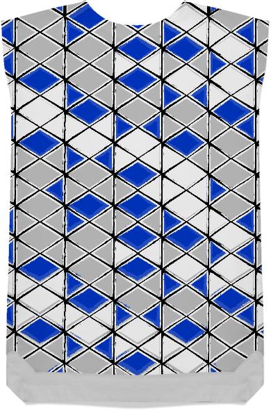 painted geometric pattern in blue grey and white
