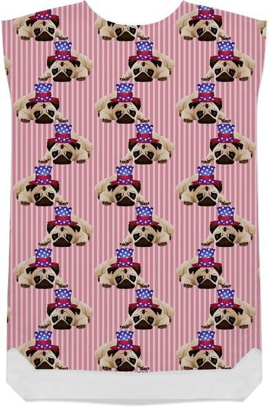 Patriotic Pugs on Red Stripes