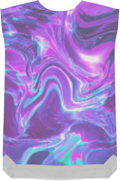 psychedelic swirl plastic cream shift dress